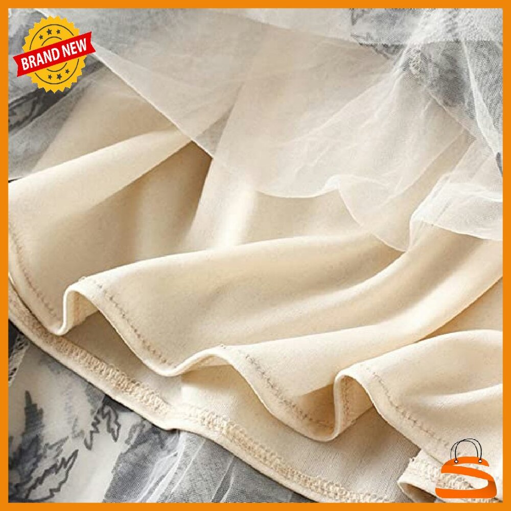 A-Line Elastic Waist Ruffle Tulle Layered Midi Skirt One Size - Picture 5 of 6